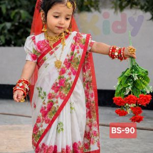 রেডি হাফ সিল্ক প্রিন্ট শাড়ি(code 43) (copy)